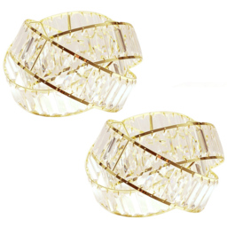 ValueLights Hudson Gold and Clear Acrylic Jewel Intertwined Easy Fit Lamp Shade 2 Pack - Wilko