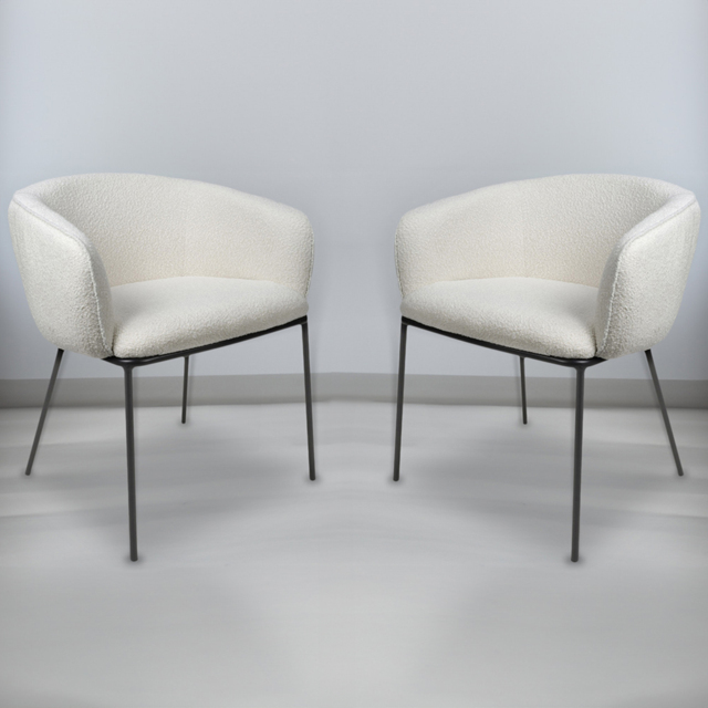 Shankar Lola Set of 2 White Boucle Dining Chair - Wilko - image 1