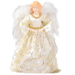 Living and Home Gold Angel Christmas Tree Topper with Lights - Size: 18 x 32 x 6cm - Wilko