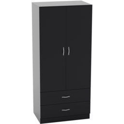 Vida Designs Riano 2 Door 2 Drawer Black Wardrobe - Size: 2 Door, 2 Drawer - Wilko - thumbnail 3