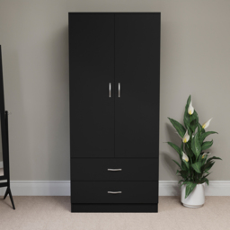 Vida Designs Riano 2 Door 2 Drawer Black Wardrobe - Size: 2 Door, 2 Drawer - Wilko - thumbnail 4