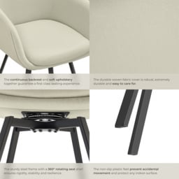 tectake Alicon Set of 4 Greige Dining Chair - Grey - Wilko - thumbnail 6