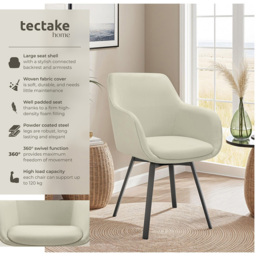 tectake Alicon Set of 4 Greige Dining Chair - Grey - Wilko - thumbnail 7