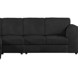 Luxor 4 Seater Black Jumbo Cord Left Hand Facing Full Back L Shaped Corner Sofa Set - Wilko - thumbnail 4
