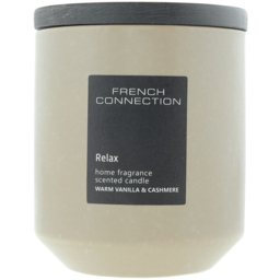 French Connection Stone Collection Warm Vanilla and Cashmere Scented Candle - Size: 9.4 x 8.8 x 8.4cm - n/a - Wilko