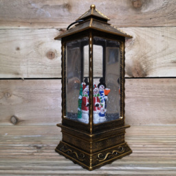 Samuel Alexander Snowman Scene Antique Effect Christmas Water Spinner Lantern 27cm - Size: 27 x 10 x 10cm - Bronze - Wilko - thumbnail 3
