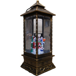 Samuel Alexander Snowman Scene Antique Effect Christmas Water Spinner Lantern 27cm - Size: 27 x 10 x 10cm - Bronze - Wilko - thumbnail 1