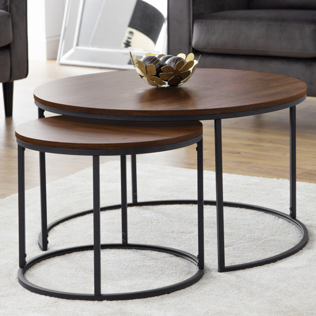Julian Bowen Bellini Walnut Round Nest of Tables Set of 2 - Size: 80 x 80 x 50cm - Wood - Wilko - image 1