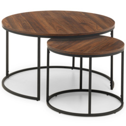 Julian Bowen Bellini Walnut Round Nest of Tables Set of 2 - Size: 80 x 80 x 50cm - Wood - Wilko - thumbnail 3