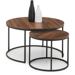 Julian Bowen Bellini Walnut Round Nest of Tables Set of 2 - Size: 80 x 80 x 50cm - Wood - Wilko - thumbnail 4
