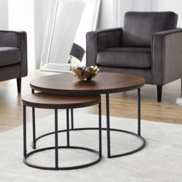 Julian Bowen Bellini Walnut Round Nest of Tables Set of 2 - Size: 80 x 80 x 50cm - Wood - Wilko - thumbnail 6