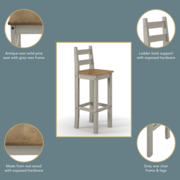Core Products Corona Grey High Bar Chair Set of 2 - Wilko - thumbnail 4