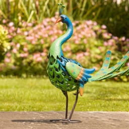 Garden Gear Peacock Metal Ornament - Size: 58 x 59 x 16cm - Multi - Wilko - thumbnail 3