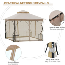 Outsunny 3 x 3m Sun Patio Pavilion Gazebo Tent - Size: 275 x 295 x 295cm - Black - Wilko - thumbnail 6