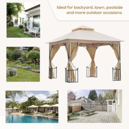 Outsunny 3 x 3m Sun Patio Pavilion Gazebo Tent - Size: 275 x 295 x 295cm - Black - Wilko - thumbnail 4