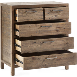 Julian Bowen Heritage 5 Drawer Distressed Chest of Drawers - Brown - Wilko - thumbnail 5