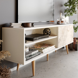 Decorotika Pi Single Door White Marble TV Unit - Size: 59 x 160 x 35cm - Multi - Wilko - thumbnail 4