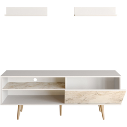 Decorotika Pi Single Door White Marble TV Unit - Size: 59 x 160 x 35cm - Multi - Wilko - thumbnail 3