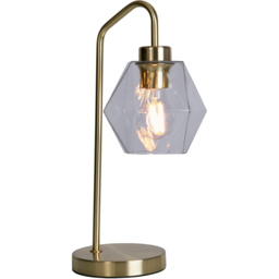 Lighting Collection Satin Brass and Clear Glass Lamp - Size: 42.7 x 16 x 23cm - Gold - Wilko - thumbnail 4