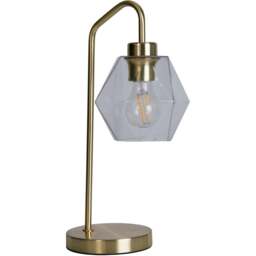 Lighting Collection Satin Brass and Clear Glass Lamp - Size: 42.7 x 16 x 23cm - Gold - Wilko