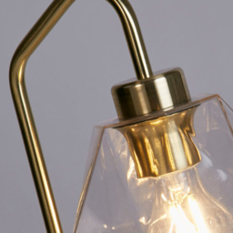 Lighting Collection Satin Brass and Clear Glass Lamp - Size: 42.7 x 16 x 23cm - Gold - Wilko - thumbnail 5