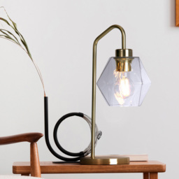 Lighting Collection Satin Brass and Clear Glass Lamp - Size: 42.7 x 16 x 23cm - Gold - Wilko - thumbnail 3