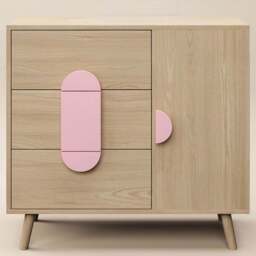 Flair Noah Single Door 3 Drawers Oak and Pink Cabinet - Wilko - thumbnail 3