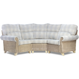 Desser Clifton 4 Seater Natural Rattan Check Fabric Corner Sofa Set - Grey - Wilko - thumbnail 3