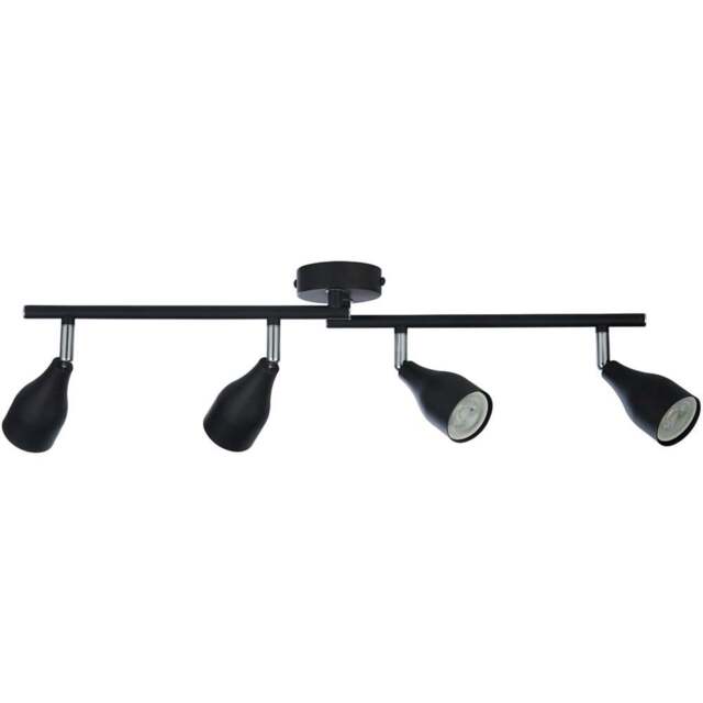 Lighting Collection Colby 4 Light Black Spotlight Bar - Size: 35 x 12 x 13cm - Black and Chrome - Wilko - image 1