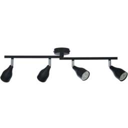 Lighting Collection Colby 4 Light Black Spotlight Bar - Size: 35 x 12 x 13cm - Black and Chrome - Wilko