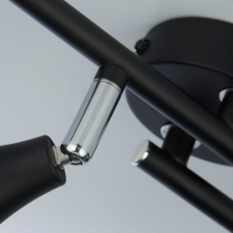 Lighting Collection Colby 4 Light Black Spotlight Bar - Size: 35 x 12 x 13cm - Black and Chrome - Wilko - thumbnail 5