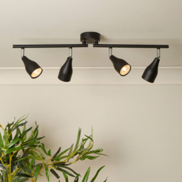 Lighting Collection Colby 4 Light Black Spotlight Bar - Size: 35 x 12 x 13cm - Black and Chrome - Wilko - thumbnail 3