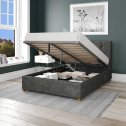 Aspire Hepburn Small Double Granite Kimiyo Linen Ottoman Bed - Grey - Aspire Beds - Wilko - thumbnail 3
