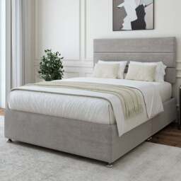 Bedmaster Double Seal Grey Naples Velvet Divan Base with Milan Headboard - Wilko