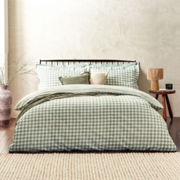 Yard Barton King Size Forest Check Printed 144 Thread Count Duvet Cover and Pillowcase Set - Green - Wilko - thumbnail 5