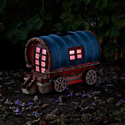 Marco Paul Solar Powered Light Up Colour Changing Gypsy Caravan Garden Ornament - Size: 21.5 x 31 x 18.5cm - Blue - Wilko - thumbnail 4