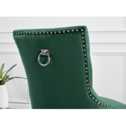 Furniturebox Kennsington Set of 2 Green Velvet Knockerback Dining Chair - Wilko - thumbnail 3