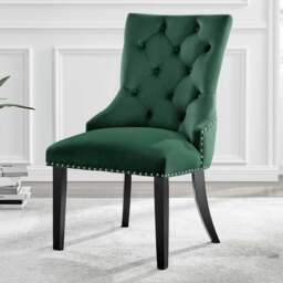 Furniturebox Kennsington Set of 2 Green Velvet Knockerback Dining Chair - Wilko - thumbnail 1