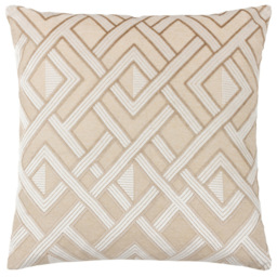 Paoletti Henley Warm Taupe Velvet Jacquard Cushion - Size: 50 x 50 cm - Multi - Wilko
