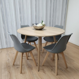 Kosy Koala 4 Seater Round Dining Set Grey - Beige - Wilko - thumbnail 7