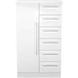 Crowndale Sherwood Single Door 6 Drawer Porcelain Matt Kids Wardrobe - Size: Single Door, 6 Drawer - White - Wilko - thumbnail 3