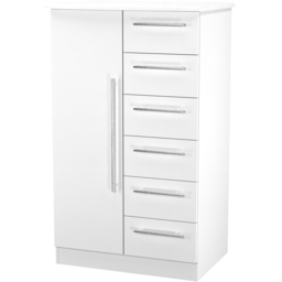 Crowndale Sherwood Single Door 6 Drawer Porcelain Matt Kids Wardrobe - Size: Single Door, 6 Drawer - White - Wilko - thumbnail 5
