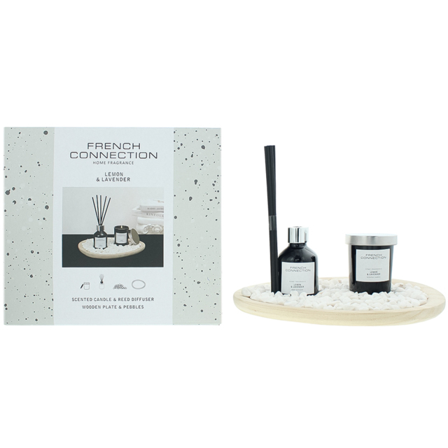 French Connection Lemon and Lavender Diffuser and Scented Candle 2 Piece Gift Set - Size: 22.7 x 8.3 x 23.9cm - n/a - Wilko - image 1