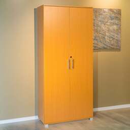 MMT Furniture Designs 2 Door Beech Wooden Lockable Filing Cabinet - Size: 180 x 80 x 35cm - Clear - Wilko - thumbnail 1