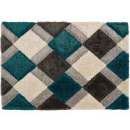 Origins 3D GEO Teal Shaggy Rug 60 x 110cm - Blue - Origins Rugs - Wilko