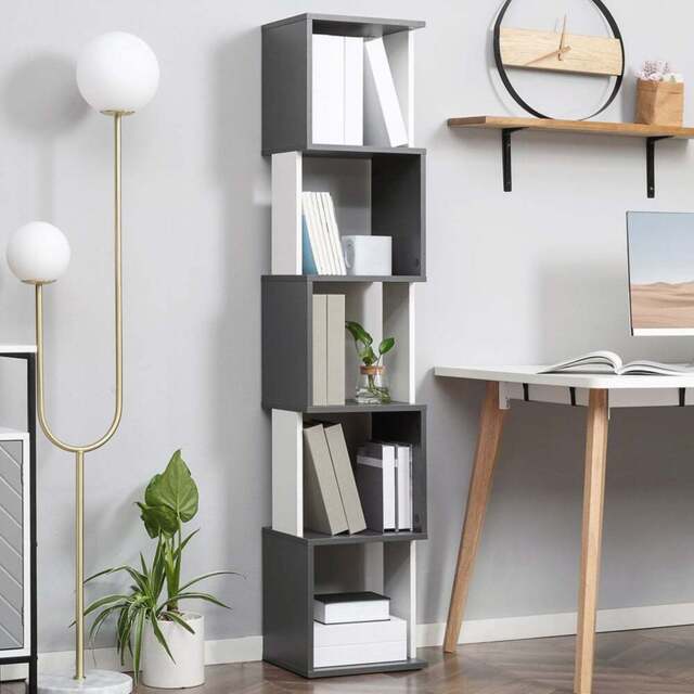 Portland 5 Tier Freestanding White Bookcase - Size: 5 Shelf - Wilko - image 1