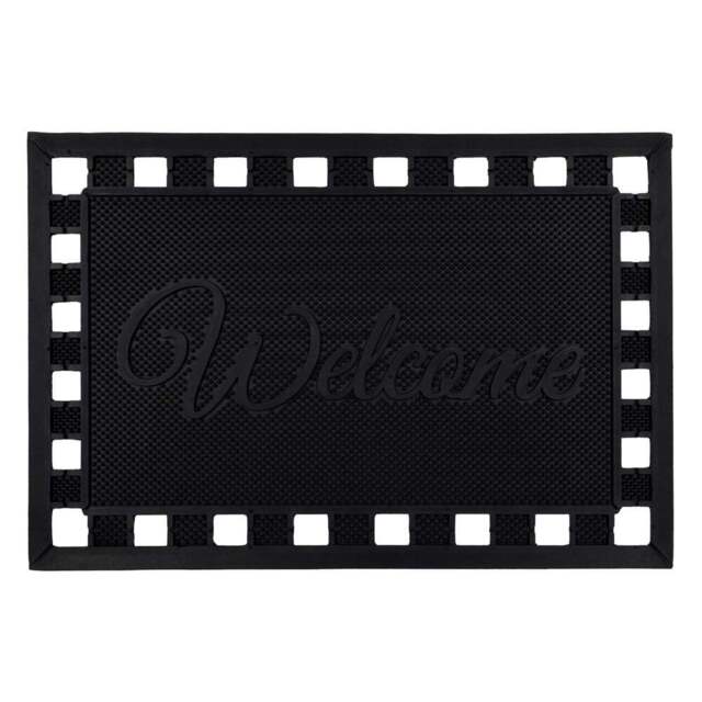 JVL Maiva Welcome Rubber Scraper Doormat 40 x 60cm - Black - JVL Homewares - Wilko - image 1