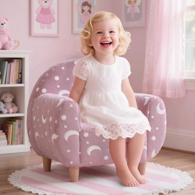 AIYAPLAY Pink Glow in the Dark Kids Armchair - Size: 55 x 40 x 55cm - Wilko - image 1