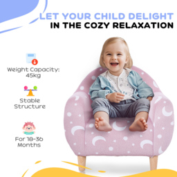 AIYAPLAY Pink Glow in the Dark Kids Armchair - Size: 55 x 40 x 55cm - Wilko - thumbnail 7
