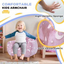 AIYAPLAY Pink Glow in the Dark Kids Armchair - Size: 55 x 40 x 55cm - Wilko - thumbnail 6